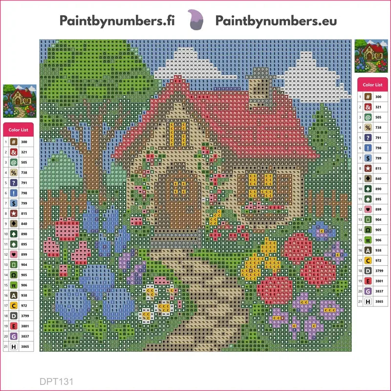 Cottage Garden timanttimaalauksen liimapintainen canvas 20x20cm