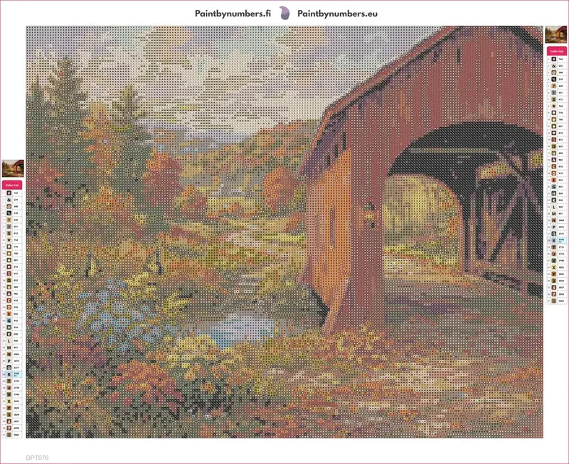 Covered Bridge timanttimaalauksen liimapintainen canvas 50x40cm