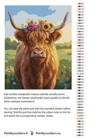 Thumbnail for Värikartta ja ohjeet - Cow with Flowers 40x50cm