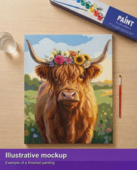Thumbnail for Valmiin numeromaalauksen havainnekuva - Cow with Flowers 40x50cm