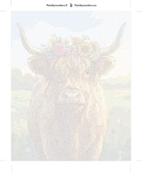 Thumbnail for Numeroitu kangas - Cow with Flowers 40x50cm