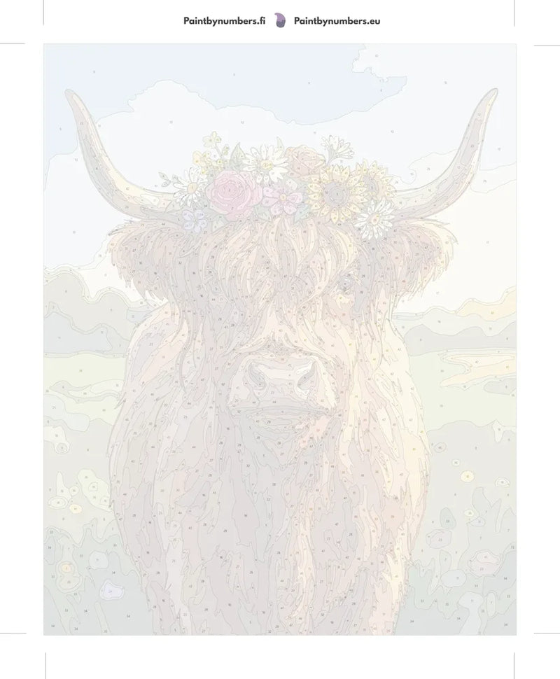 Numeroitu kangas - Cow with Flowers 40x50cm