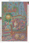 Thumbnail for Cozy Cats and Dog in Vintage Room timanttimaalauksen liimapintainen canvas 40x60cm