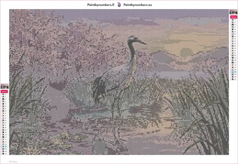 Crane in Water timanttimaalauksen liimapintainen canvas 60x40cm