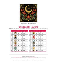 Thumbnail for Crescent Flowers timanttimaalauksen värikartta – 16 DMC-väriä