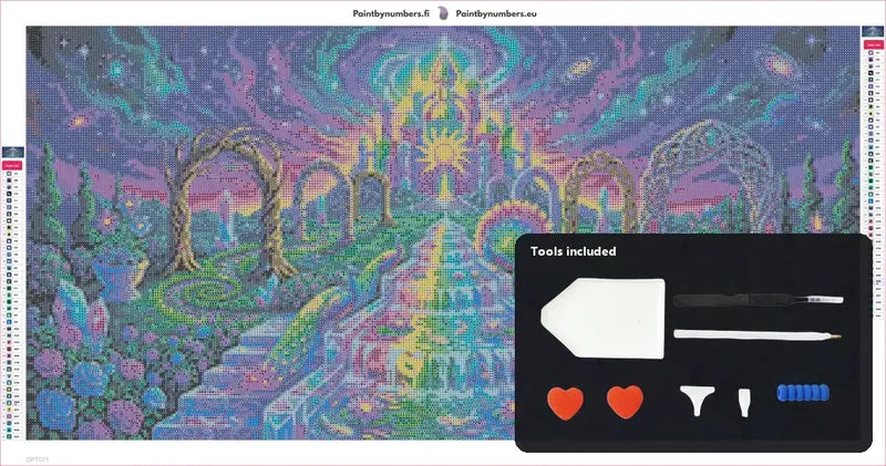 Crystal Garden timanttimaalauksen kangas 80x40cm mukana tulevilla tyokaluilla - timanttikyna, vaha, lajittelutarjotin ja pinsetit