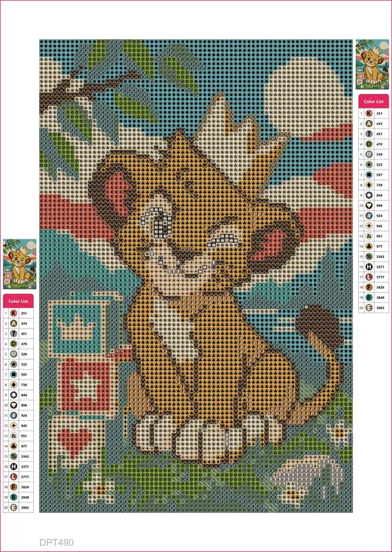 Cub with the Crooked Crown timanttimaalauksen liimapintainen canvas 20x30cm