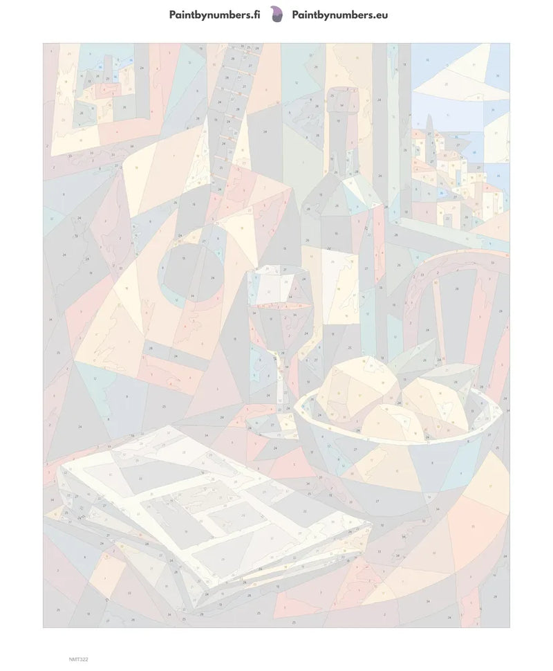 Numeromaalaus: Numeroitu kangas - Cubist Guitar 40x50cm
