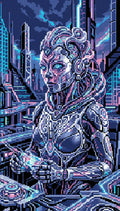 Thumbnail for Cyberpunk Female Android Operator, 40x70 cm timanttimaalaus – lopullisen kuvion esikatselu