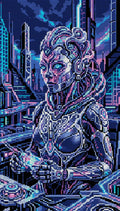 Thumbnail for Cyberpunk Female Android Operator, 40x70 cm timanttimaalaus – koko kuvion esikatselu ilman lähikuvaa
