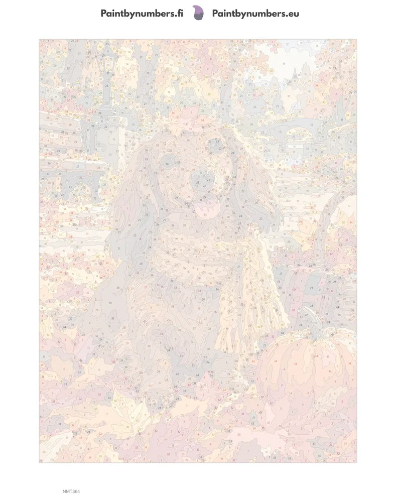 Numeromaalaus: Numeroitu kangas - Dachshund in the Leaves 30x40cm
