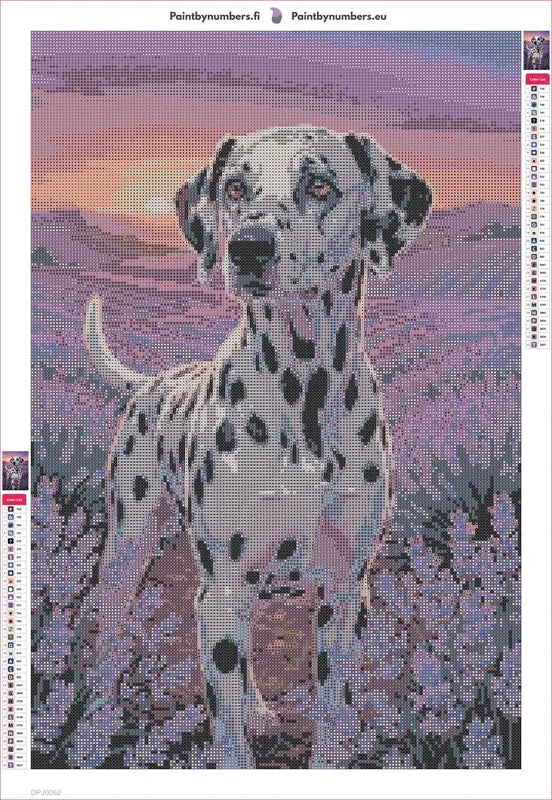 Dalmatian in Lavender timanttimaalauksen liimapintainen canvas 40x60cm