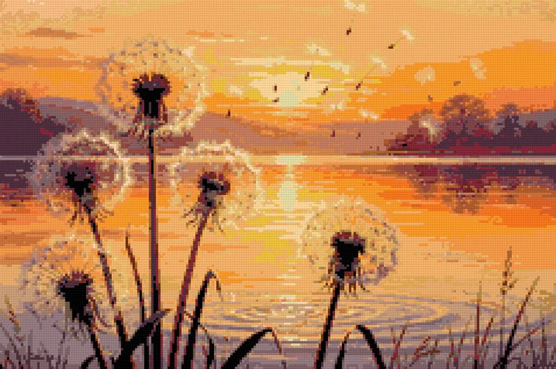 Timanttikuvio - Dandelions at Sunset