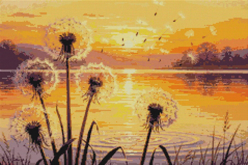 Timanttikuvio - Dandelions at Sunset