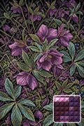 Thumbnail for Dark Purple Woodland Flowers, 40x60 cm timanttimaalaus – lopullisen kuvion esikatselu ja lähikuva neliönmuotoisista timanteista