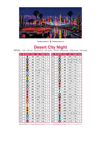 Thumbnail for Desert City Night timanttimaalauksen värikartta – 50 DMC-väriä
