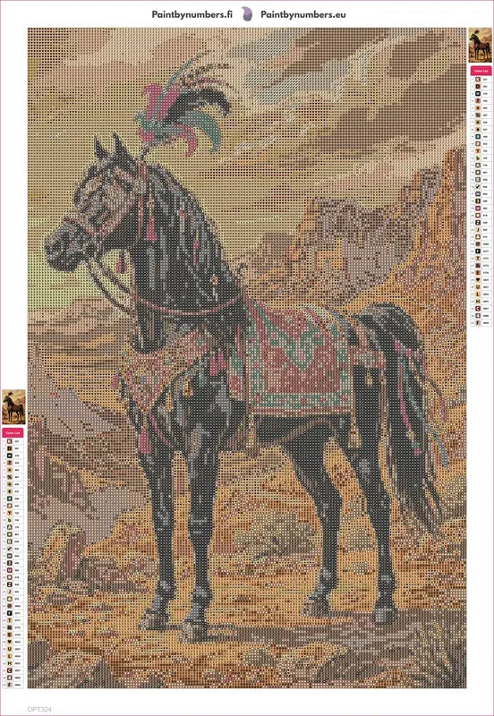 Desert Horse timanttimaalauksen liimapintainen canvas 40x60cm