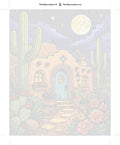 Thumbnail for Numeroitu kangas - Desert House and Cacti 40x50cm