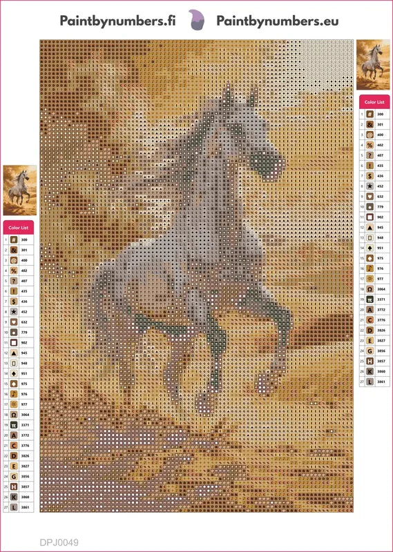 Desert Stallion timanttimaalauksen liimapintainen canvas 20x30cm