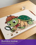 Thumbnail for Valmiin numeromaalauksen havainnekuva - Detective Turtle Illustration 70x40cm