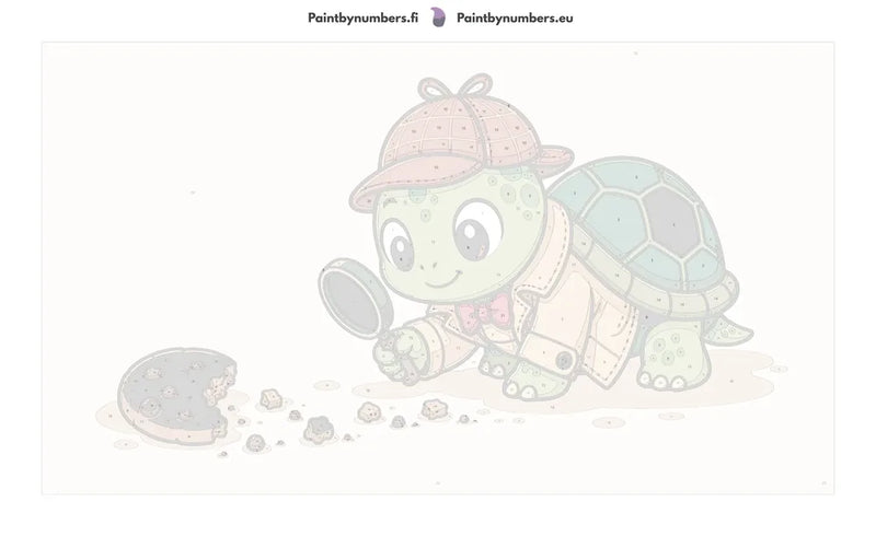 Numeroitu kangas - Detective Turtle Illustration 70x40cm