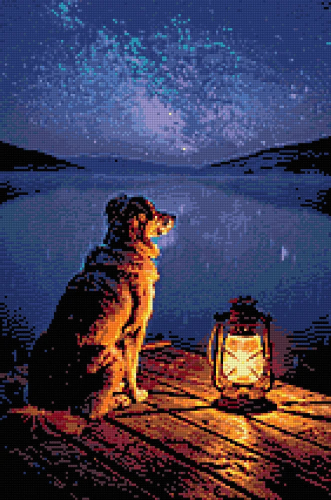 Timanttikuvio - Starlit Canine Reflection