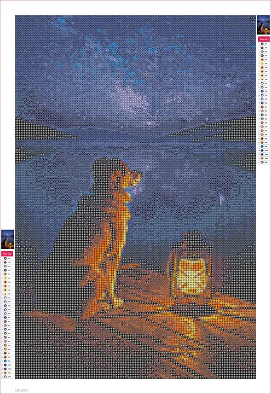 Dog by Lantern timanttimaalauksen liimapintainen canvas 40x60cm