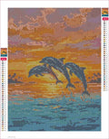 Thumbnail for Dolphins at Sunset timanttimaalauksen liimapintainen canvas 30x40cm