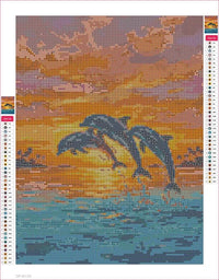 Thumbnail for Dolphins at Sunset timanttimaalauksen liimapintainen canvas 30x40cm
