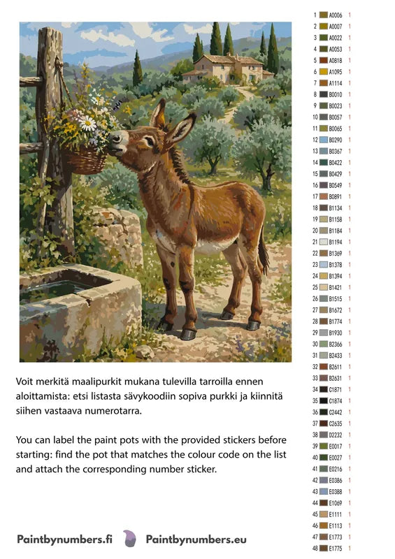 Värikartta ja ohjeet - Donkey at Well 40x50cm
