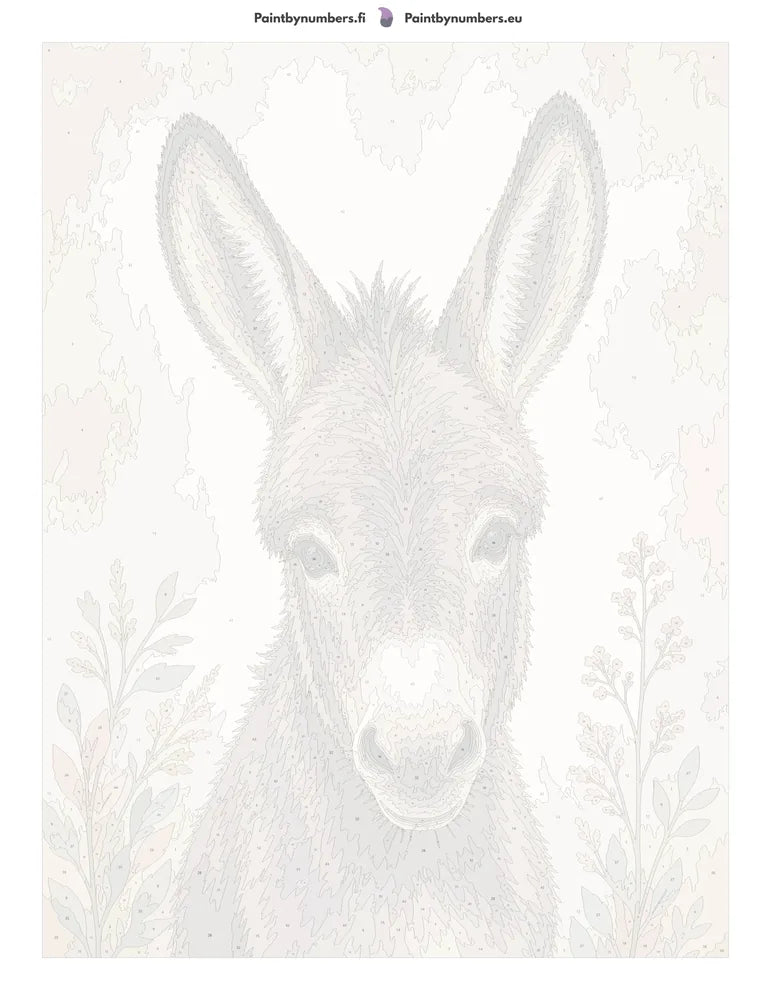 Numeroitu kangas - Donkey Portrait with Plants 60x80cm