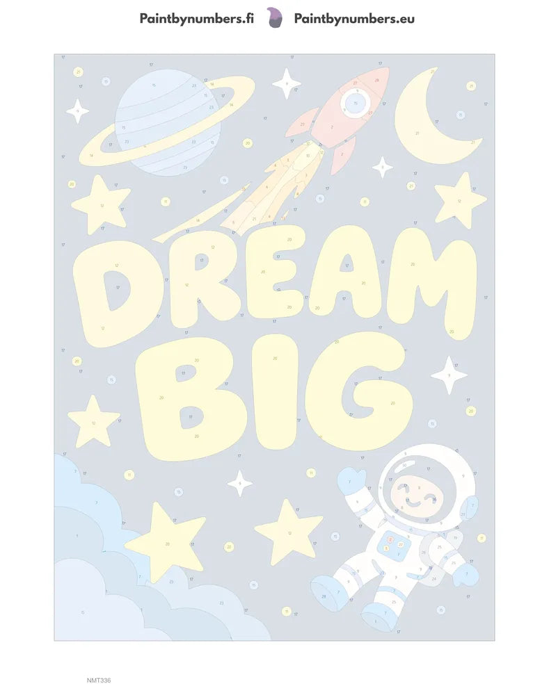Numeromaalaus: Numeroitu kangas - Dream Big 30x40cm