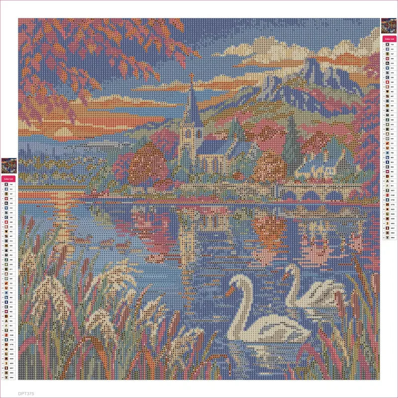 Duddingston Reed Reflections timanttimaalauksen liimapintainen canvas 50x50cm