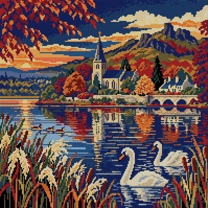 Duddingston Reed Reflections, 50x50 cm timanttimaalaus – koko kuvion esikatselu ilman lähikuvaa