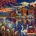 Thumbnail for Duddingston Reed Reflections, 50x50 cm timanttimaalaus – lopullisen kuvion esikatselu ja lähikuva neliönmuotoisista timanteista