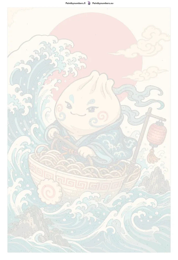 Numeroitu kangas - Dumpling in Noodle Bowl Boat 40x70cm