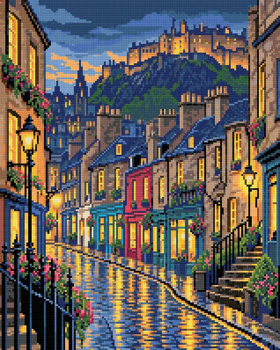 Edinburgh After Rain, 40x50 cm timanttimaalaus – lopullisen kuvion esikatselu