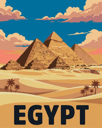 Thumbnail for Egypti travel poster numeromaalaus, Gizan pyramidit