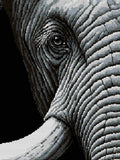 Thumbnail for Mustavalkoinen norsun silmän ja rypyläisen ihon lähikuva, 60x80 cm timanttimaalaus – koko kuvion esikatselu