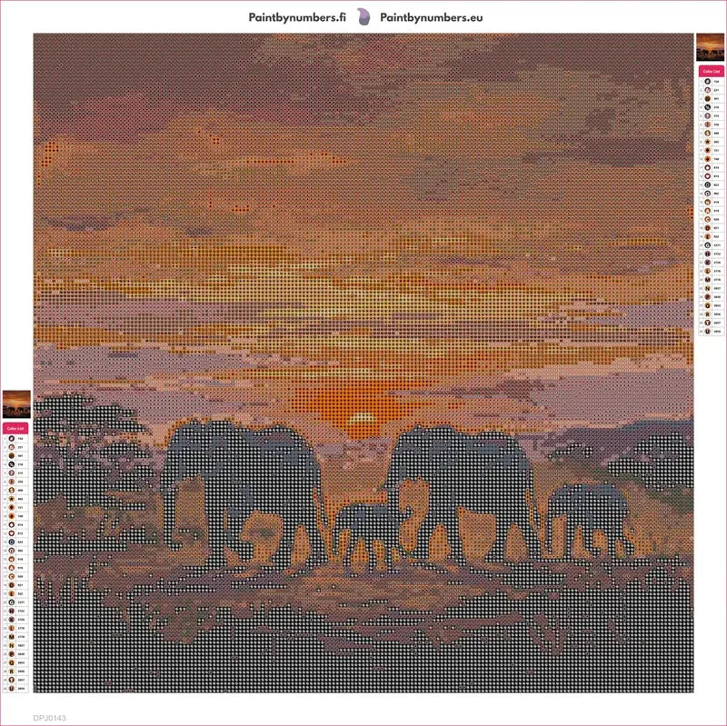 Elephant Family timanttimaalauksen liimapintainen canvas 50x50cm