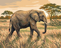 Thumbnail for Elefantti kävelee savannilla numeromaalaus