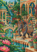 Thumbnail for Elephant through the Lotus Palace, 50x70 cm timanttimaalaus – koko kuvion esikatselu ilman lähikuvaa