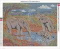Thumbnail for Elephants at the Clay Waterhole timanttimaalauksen liimapintainen canvas 50x40cm