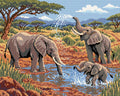 Thumbnail for Elephants at the Clay Waterhole, 50x40 cm timanttimaalaus – lopullisen kuvion esikatselu
