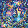 Thumbnail for Enchanted Crystal Forest Waterfall, 50x50 cm timanttimaalaus – lopullisen kuvion esikatselu