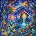 Thumbnail for Enchanted Crystal Forest Waterfall, 50x50 cm timanttimaalaus – koko kuvion esikatselu ilman lähikuvaa