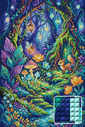 Thumbnail for Enchanted Forest Fairy Encounter, 40x60 cm timanttimaalaus – lopullisen kuvion esikatselu ja lähikuva neliönmuotoisista timanteista