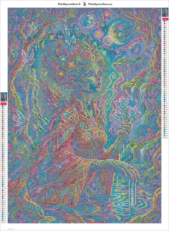 Enchanted Forest Fairy Queen timanttimaalauksen liimapintainen canvas 50x70cm