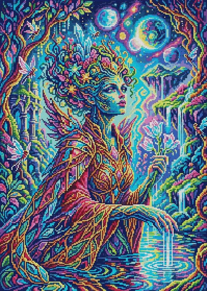 Enchanted Forest Fairy Queen, 50x70 cm timanttimaalaus – koko kuvion esikatselu ilman lähikuvaa