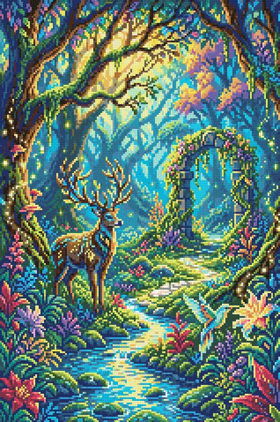Enchanted Forest Gateway, 40x60 cm timanttimaalaus – lopullisen kuvion esikatselu